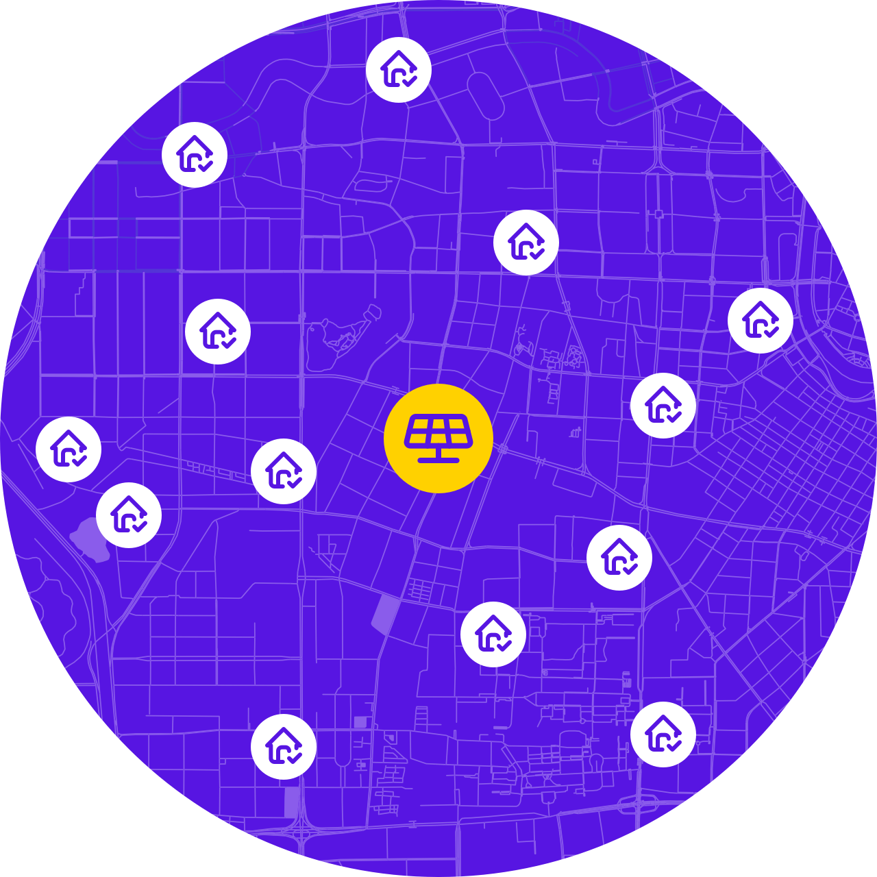 Planta solar de autoconsumo compartido con viviendas en el radio de cobertura